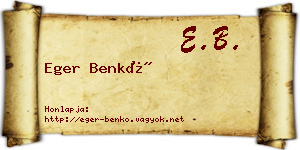 Eger Benkő névjegykártya
